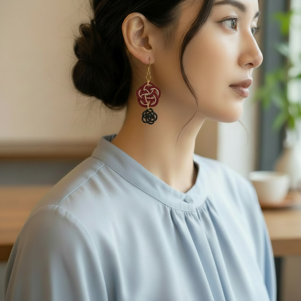 水引梅結びピアス